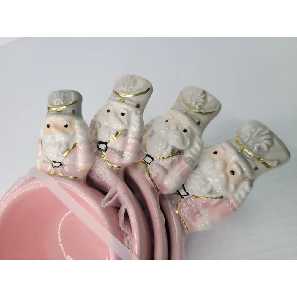 Arlington Designs Measuring Cups Pink Nutcracker Ceramic Polka Dot Christmas NEW